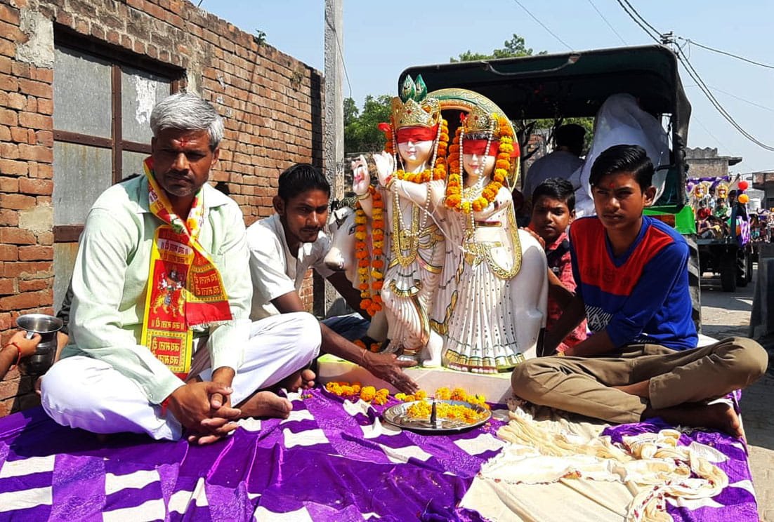 took out procession and established idols