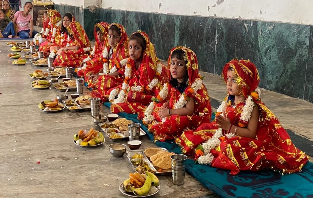 Navratri 2021 Devotees Gathered Siddhamata Temple In Varanasi kanya pujan and bhairav worship in kashi