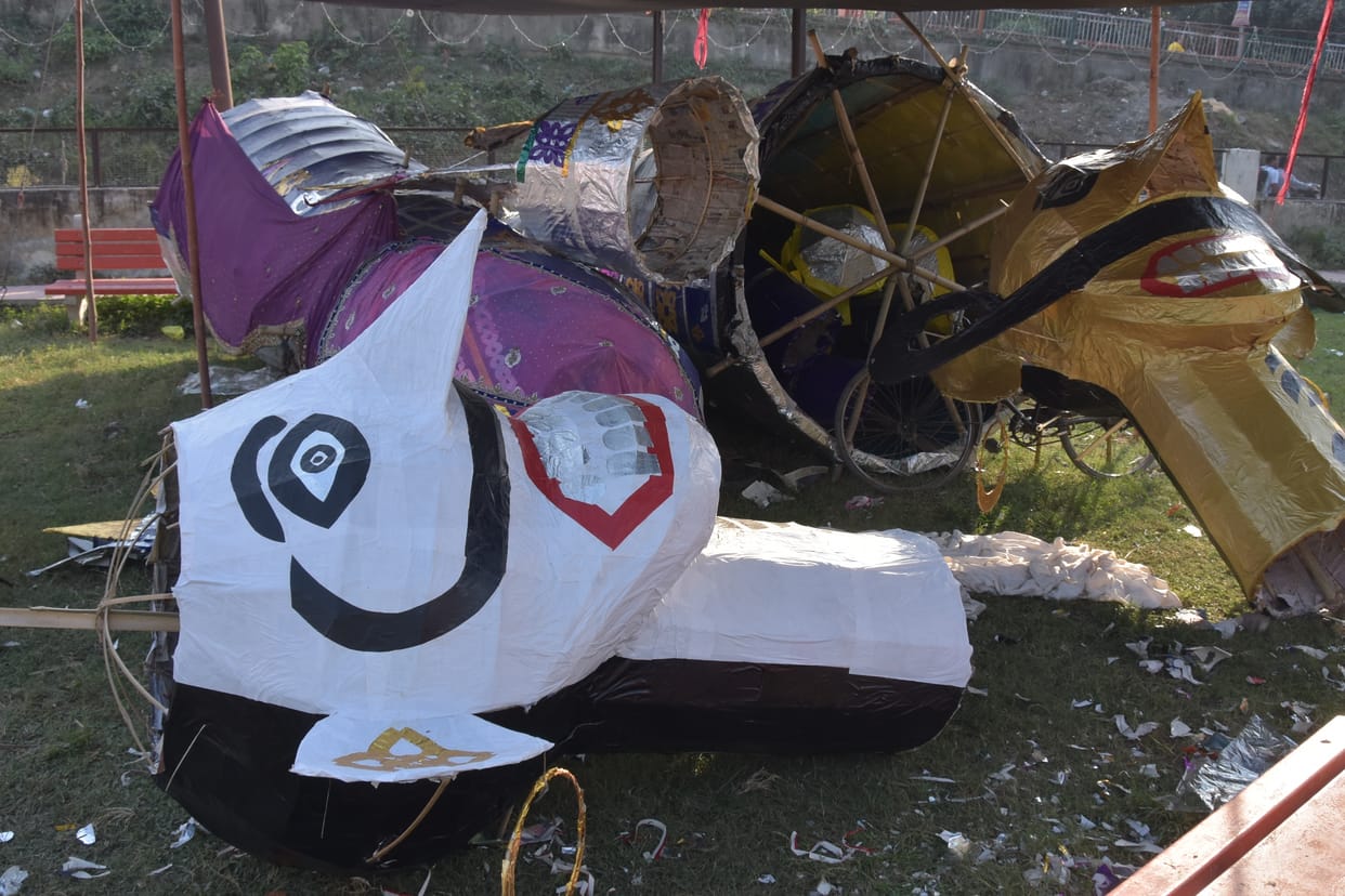 Attractive effigies of Ravana, Meghnad and Kumbhakarna are ready