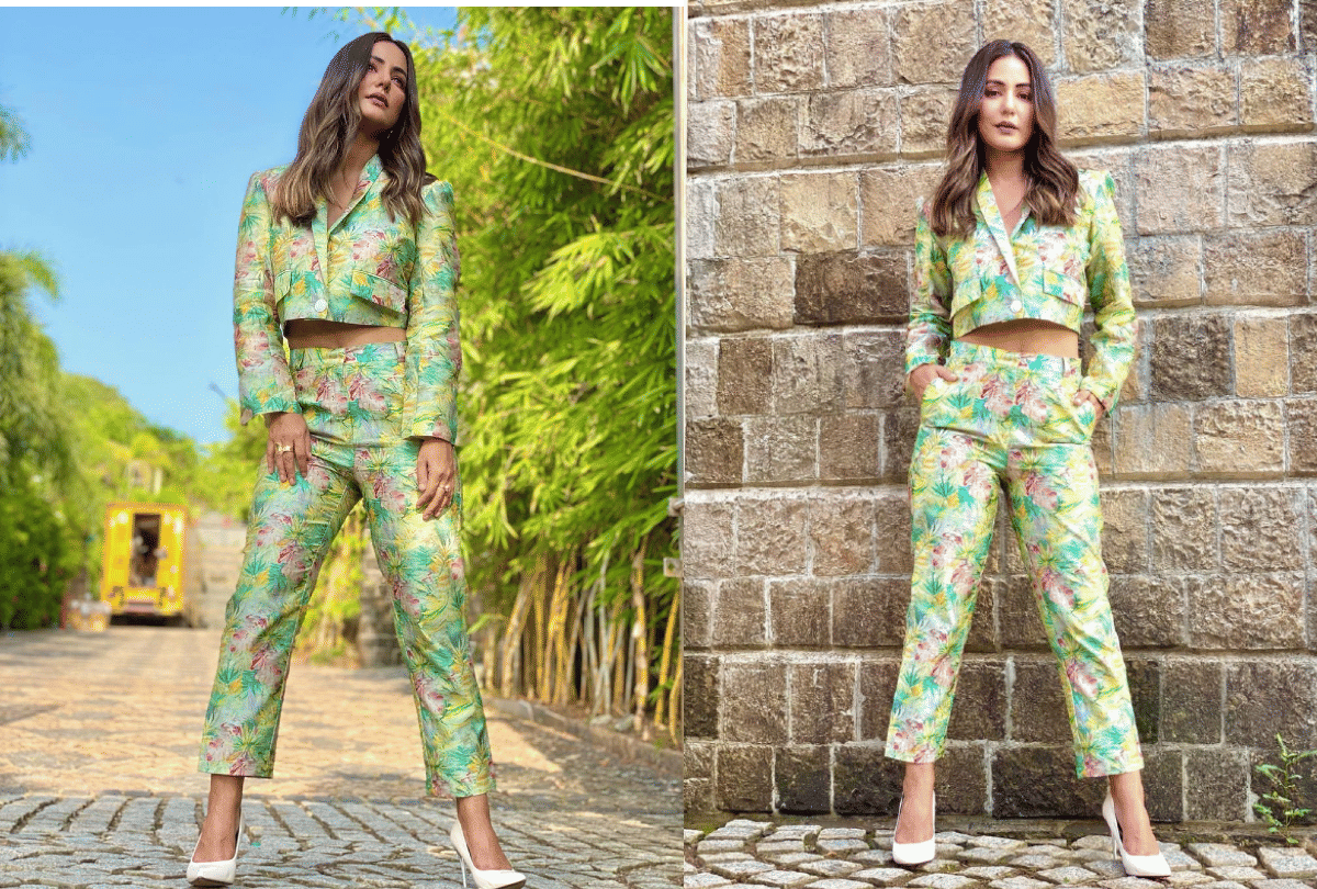 Hina Khan Floral Cropped jacket Pant Look To Stylish See Photos