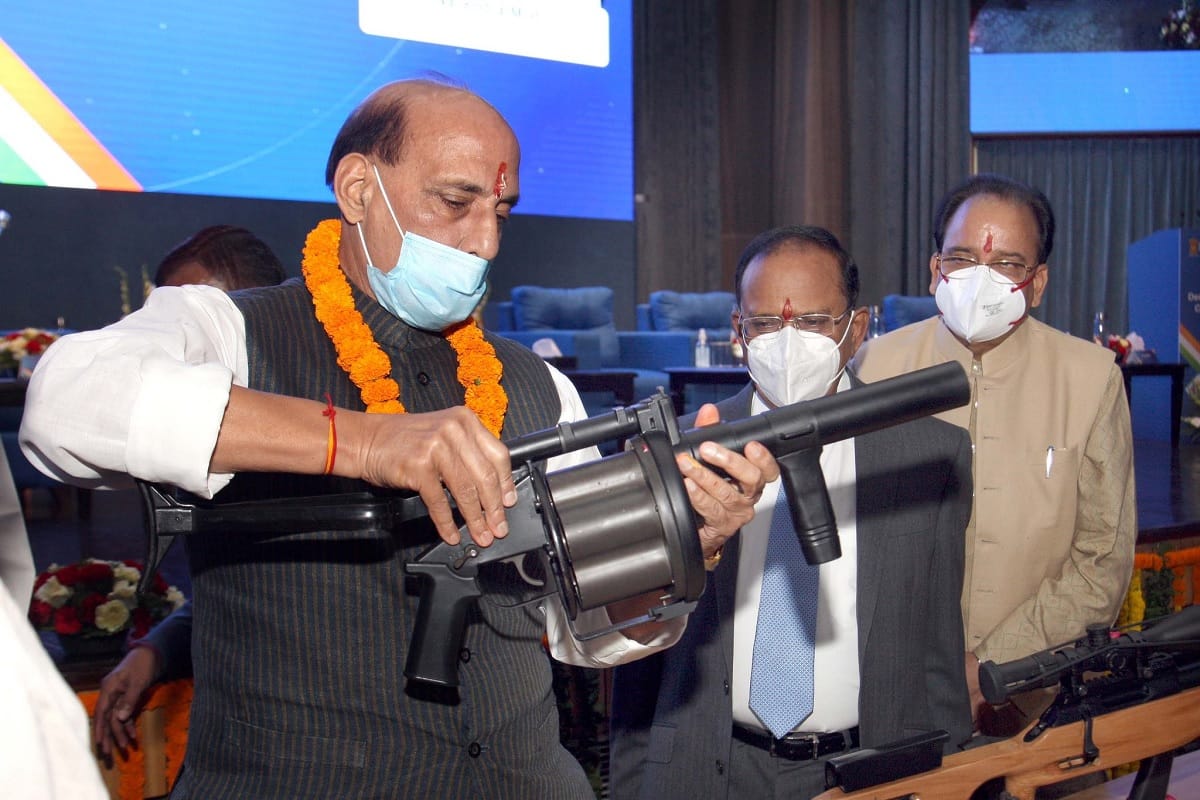 Defence Minister Rajnath Singh performs Shastra Puja at DRDO campus and PM Modi launches 7 PSU