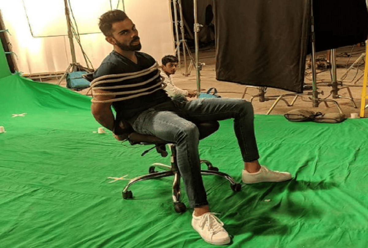 Virat Kohli shared his photos tied in a rope describing life in bio bubble goes viral on social media