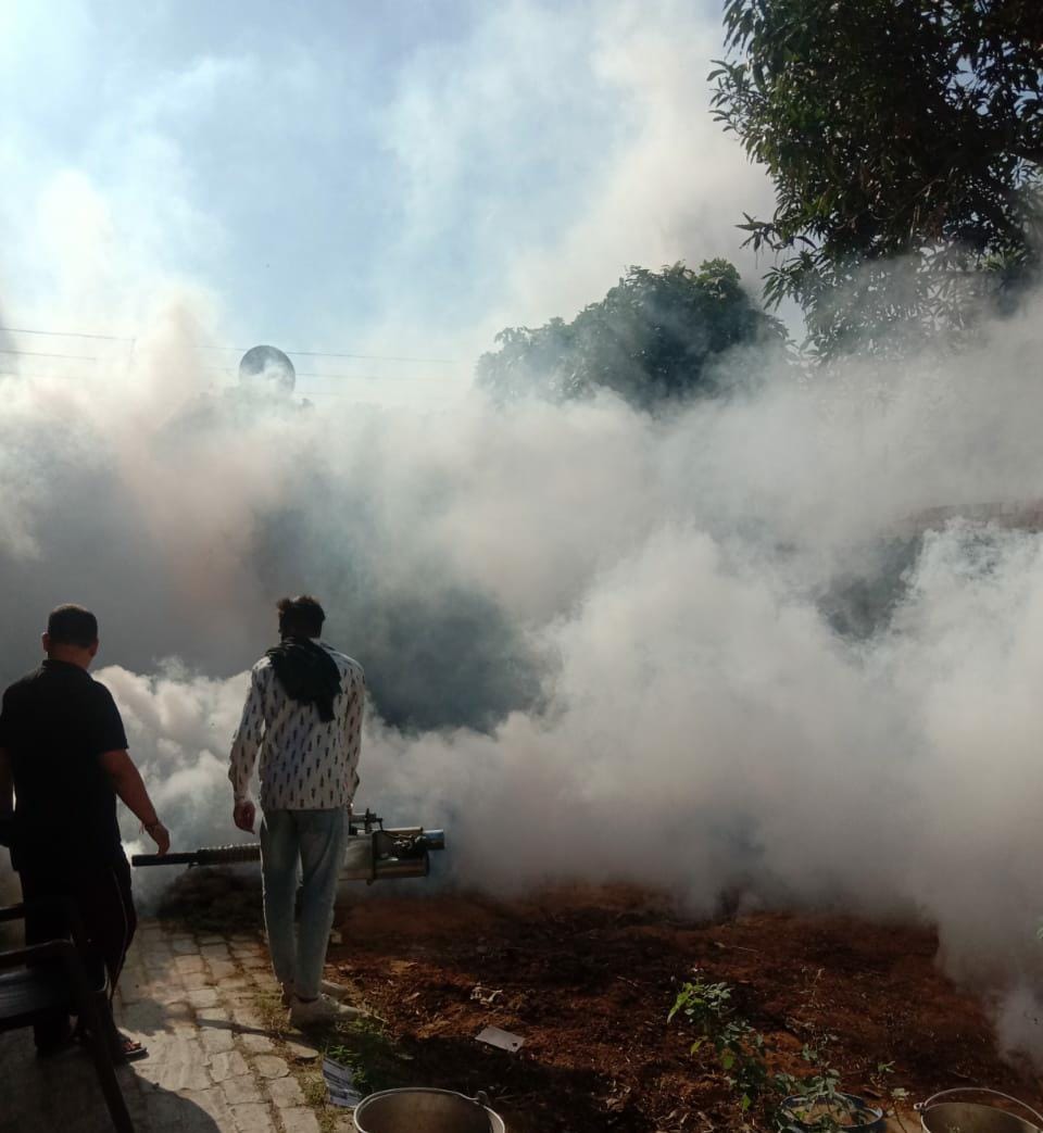 Corporation workers fogging in two shifts, Yamunanagar