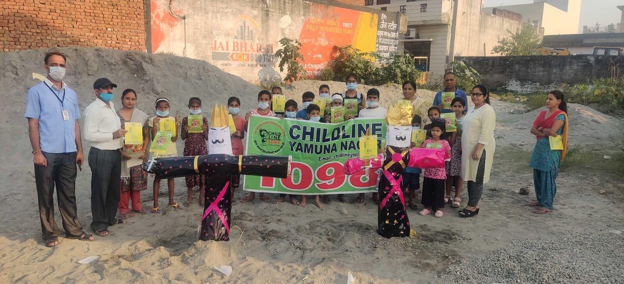 Childline burnt Ravana's effigy with children, Yamunanagar