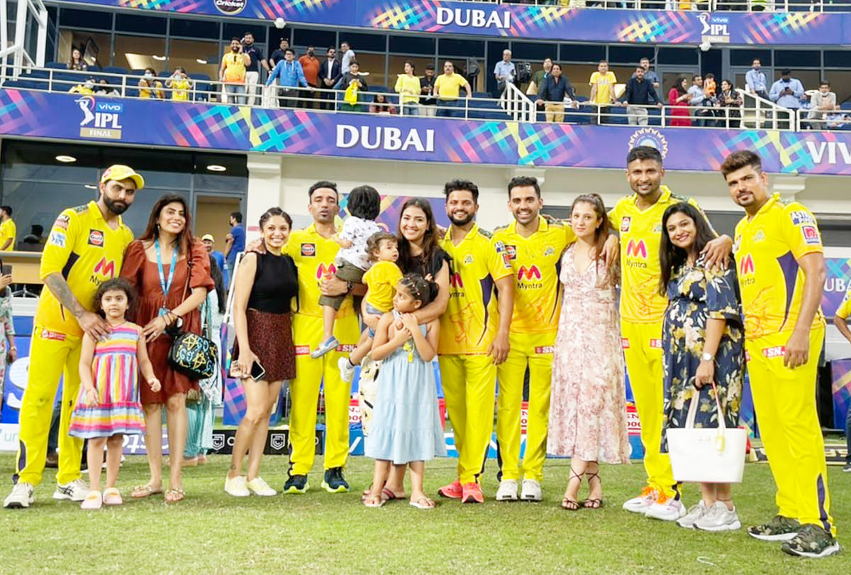 IPL Final Photos CSK Chennai Super Kings winning moments Photos Of IPL 2021; MS Dhoni Sakshi Ziva IPL final Suresh Raina Priyanka Uthappa | Ruturaj Gaikwad | CSK vs KKR final