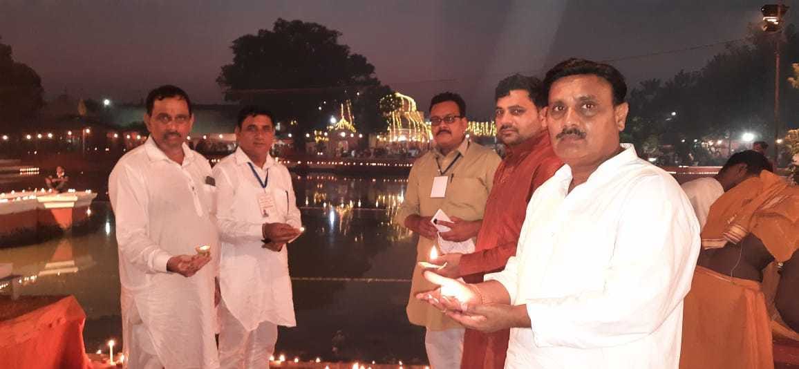 Suryakund temple lit up with lamps, Yamunanagar