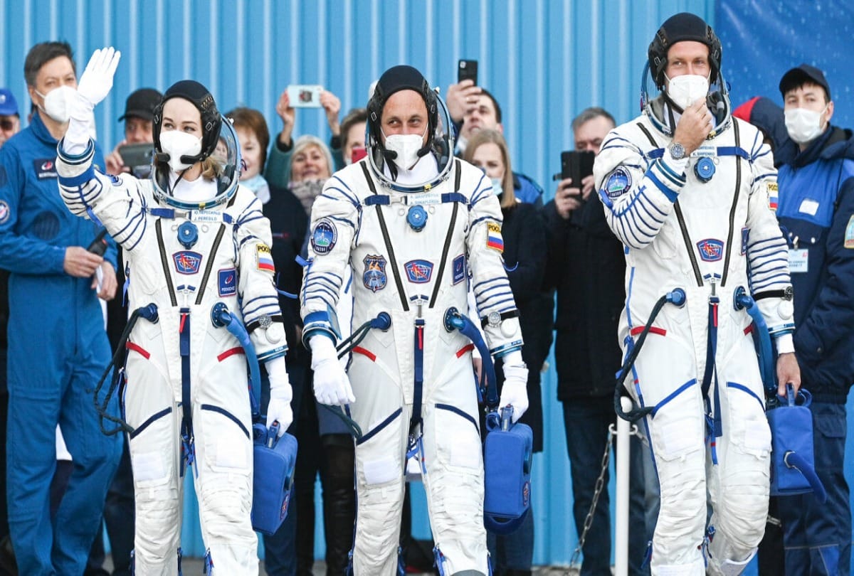 Historic: Challenge became the first film to be shot in space the Russian team returned to Earth after 12 days of shooting