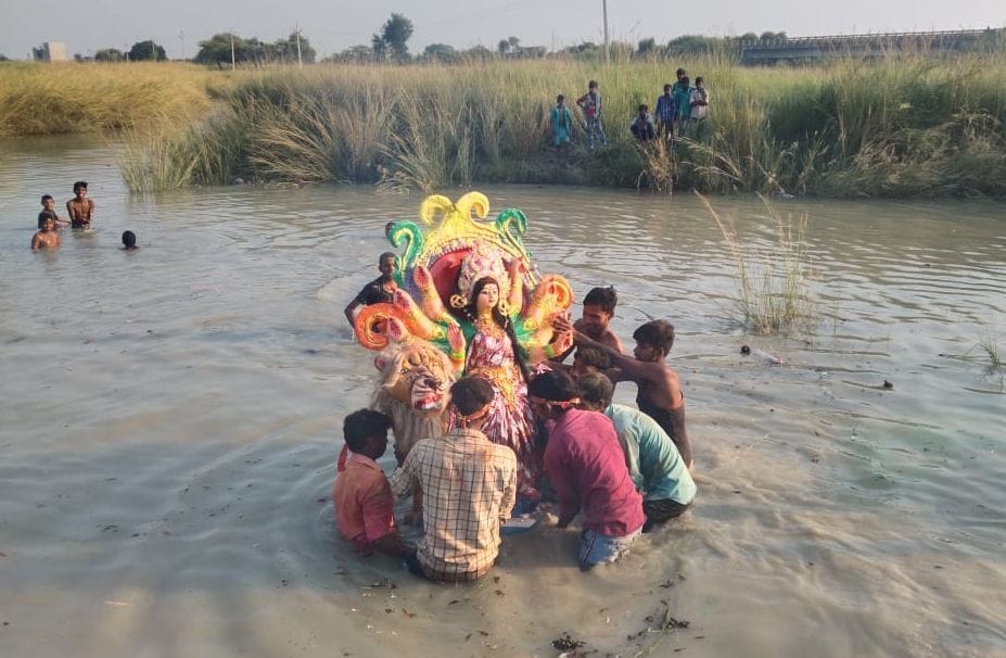 Idols of Maa Durga were immersed with good wishes