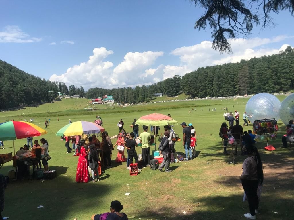Khajjiar buzzed with tourists on weekends, hotels packed