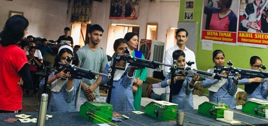 Girls took training in shooting in the camp