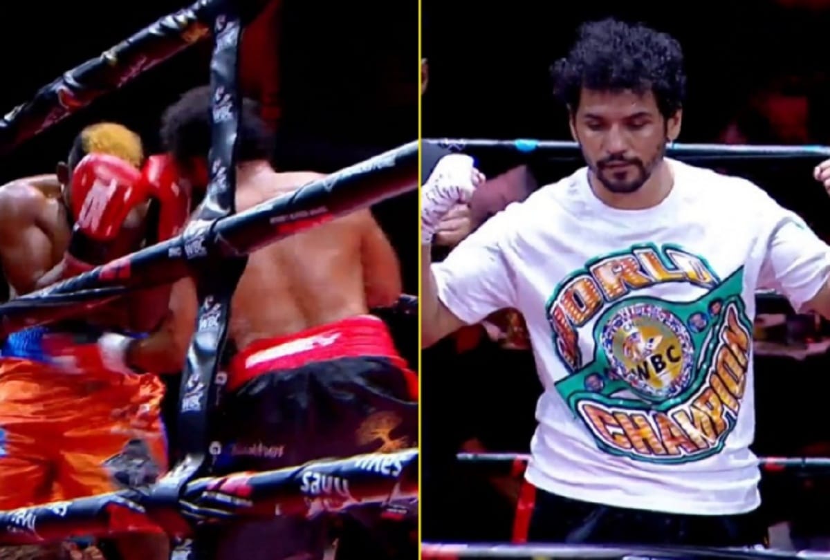 Indian professional boxer neeraj goyat registers knock out win in dubai fight night