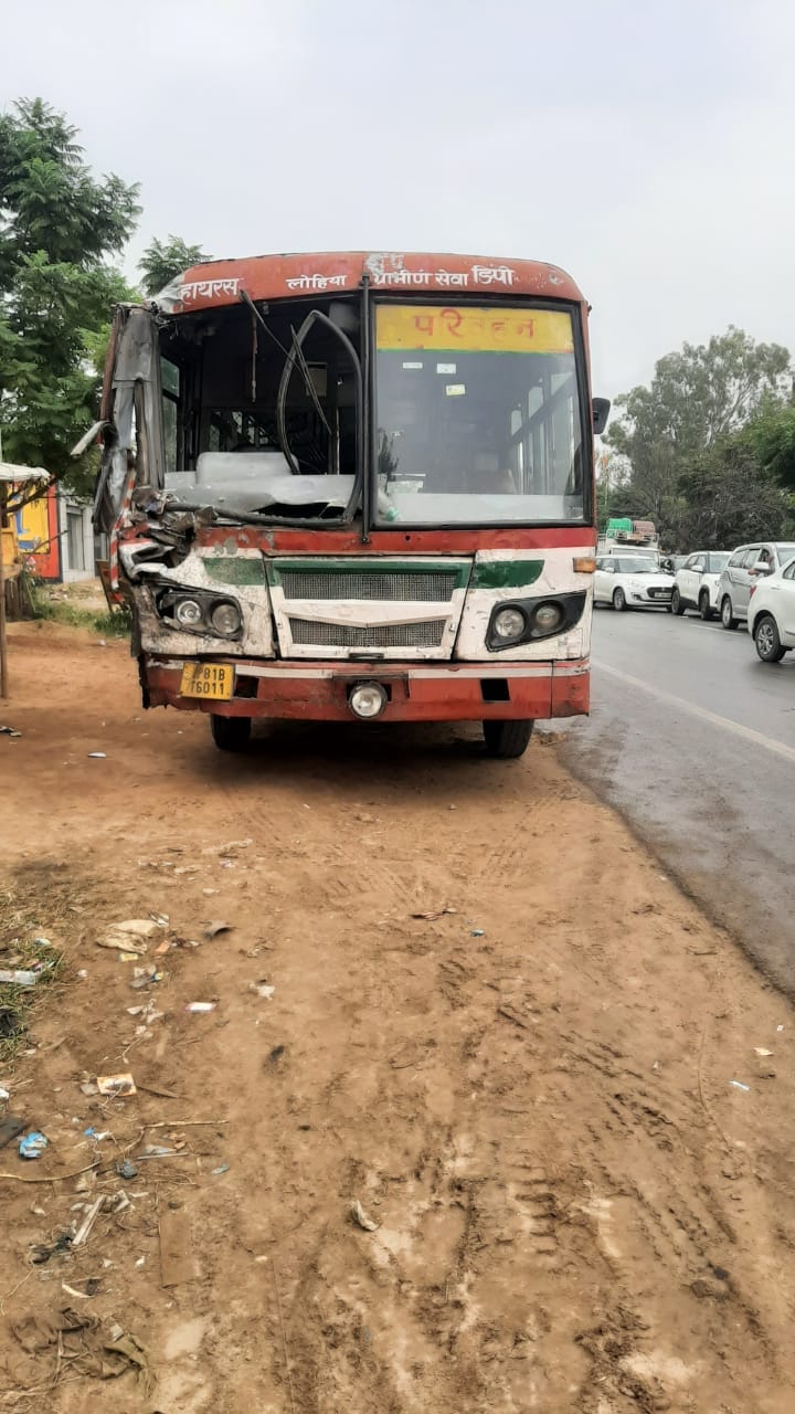 12 passengers injured in bus-truck collision