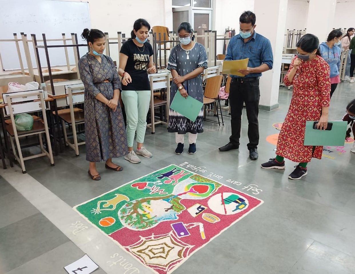The pair of Sumiti, Namita, Ankita topped the Rangoli