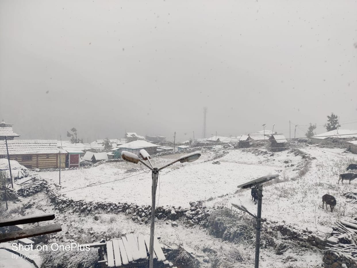snowfall in rampur kinnaur nh-5 closed due to landslide