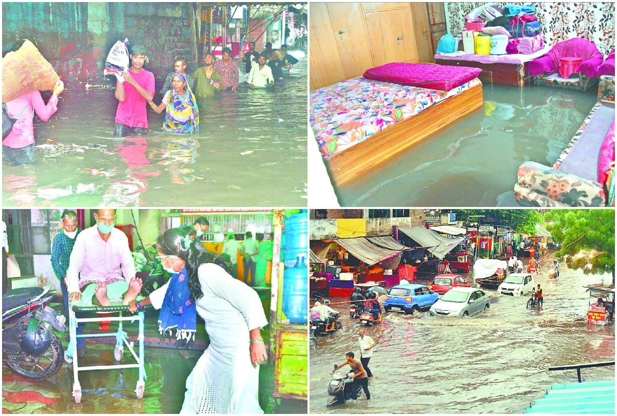 waterlogging in many areas of Agra due to heavy rains