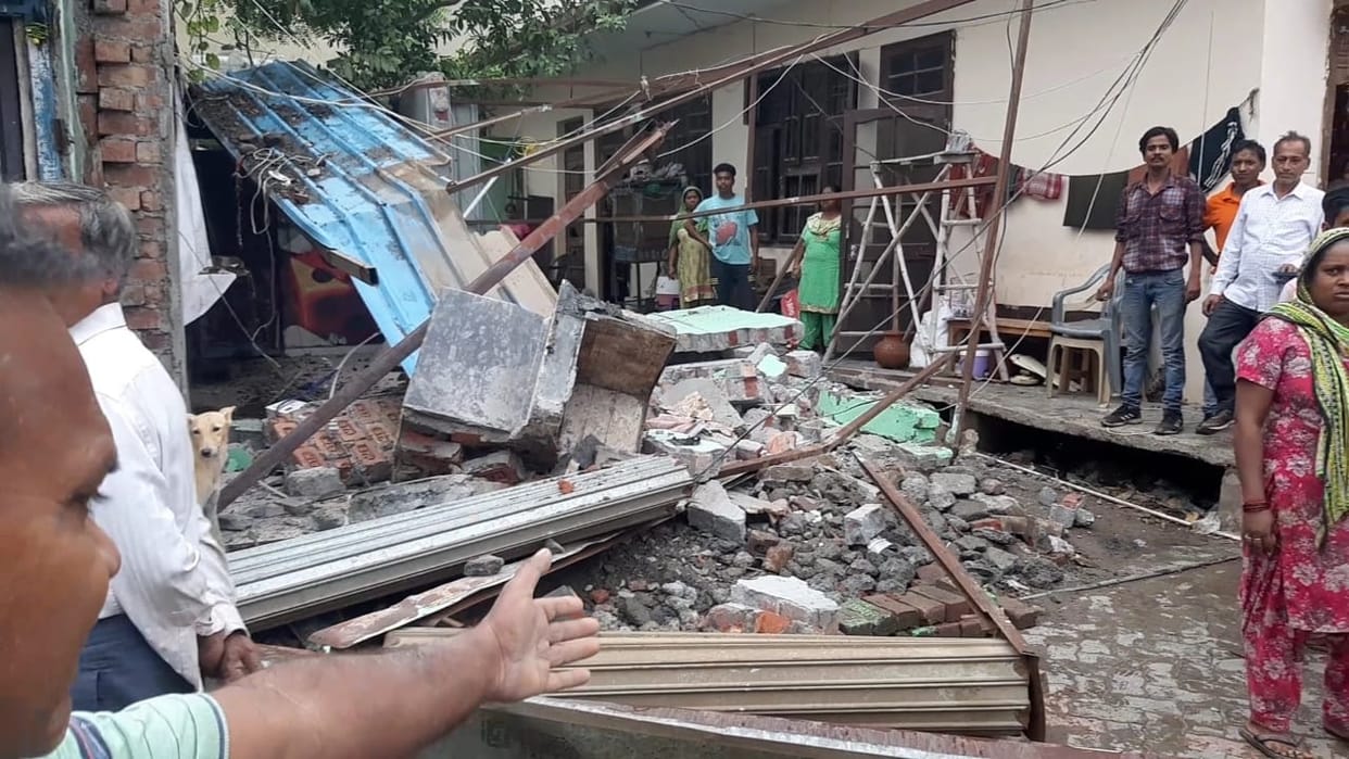 Two illegally built shops and hall demolished at government place