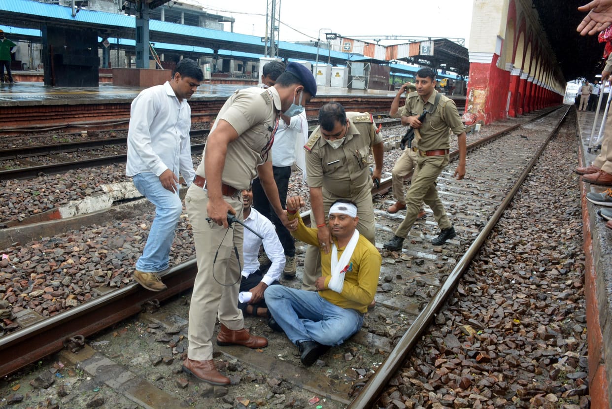 Farmers came on the Railway track