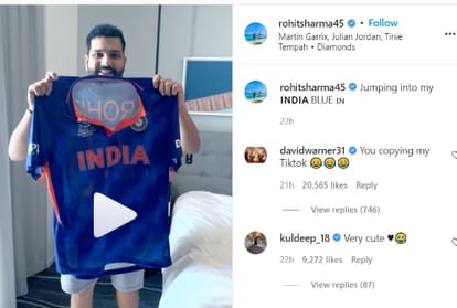 David warner made funny comment on rohit sharma video showing india Jersey