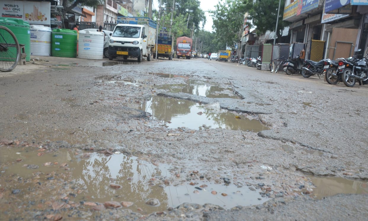 More than 200 potholes on Kathmandi road, vehicles getting hesitated