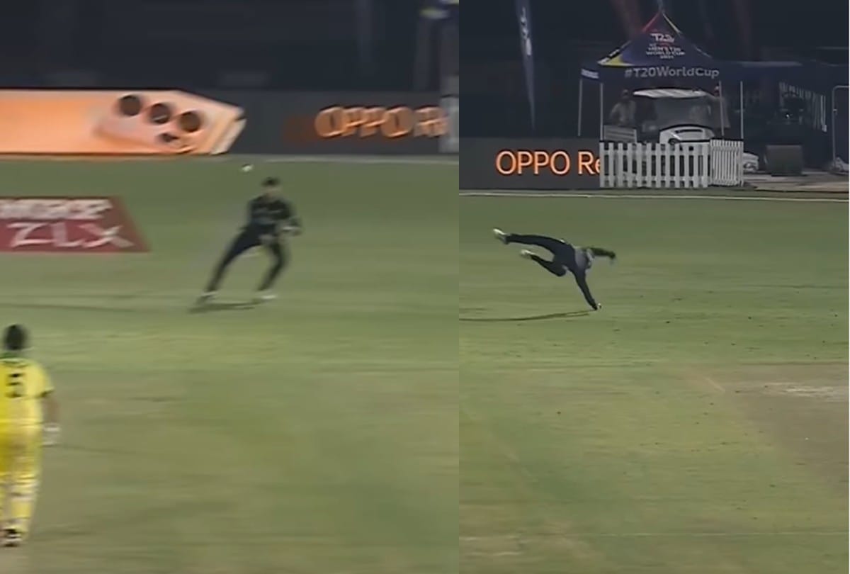 Martin guptil takes stunning catch in warm up match ICC says kiwis can fly