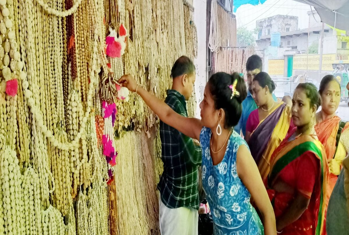 Devotees Wearing Tulsi Mala Made From Radha Kund In Kartil Mass
