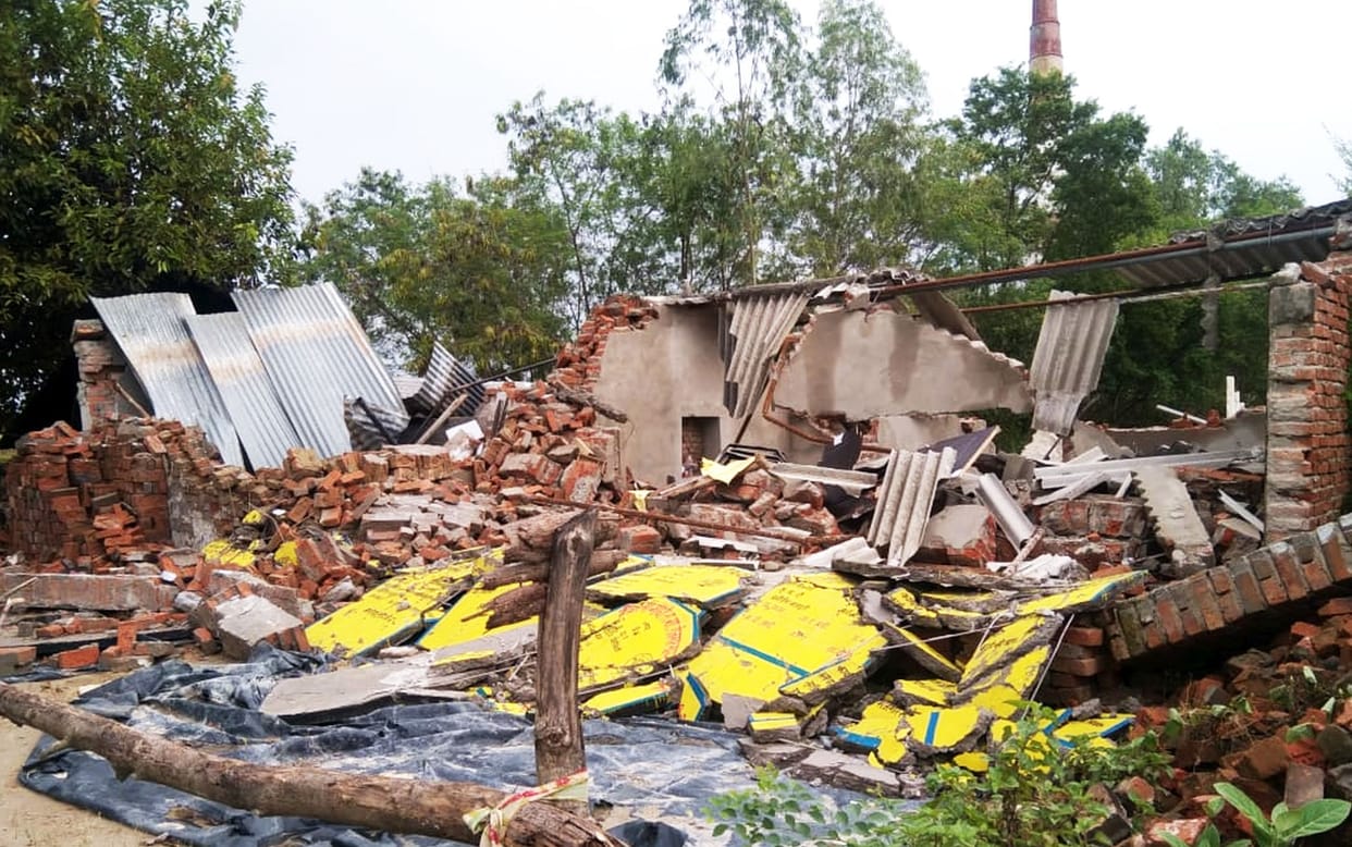 Angered by the murder, the mob started a bulldozer on the house of the main accused