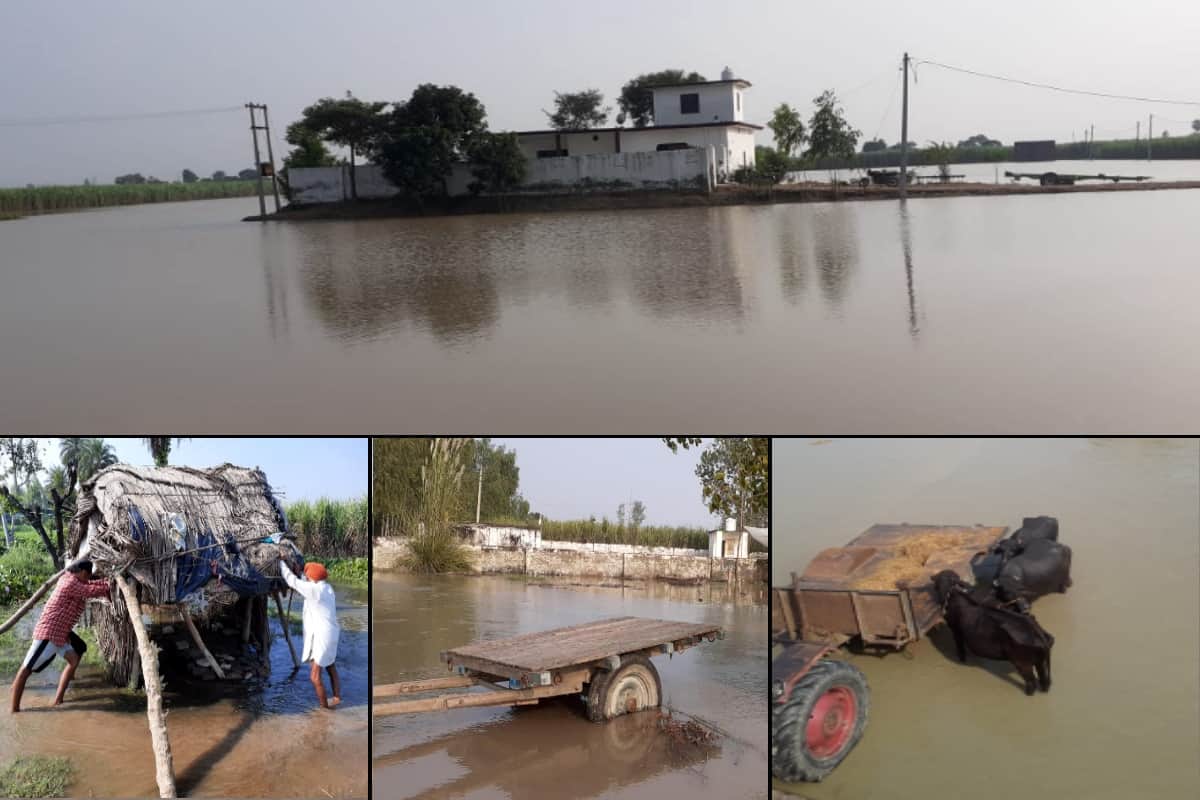 Ganga overflowing in Hastinapur, with many villages of Khadar area lost contaction