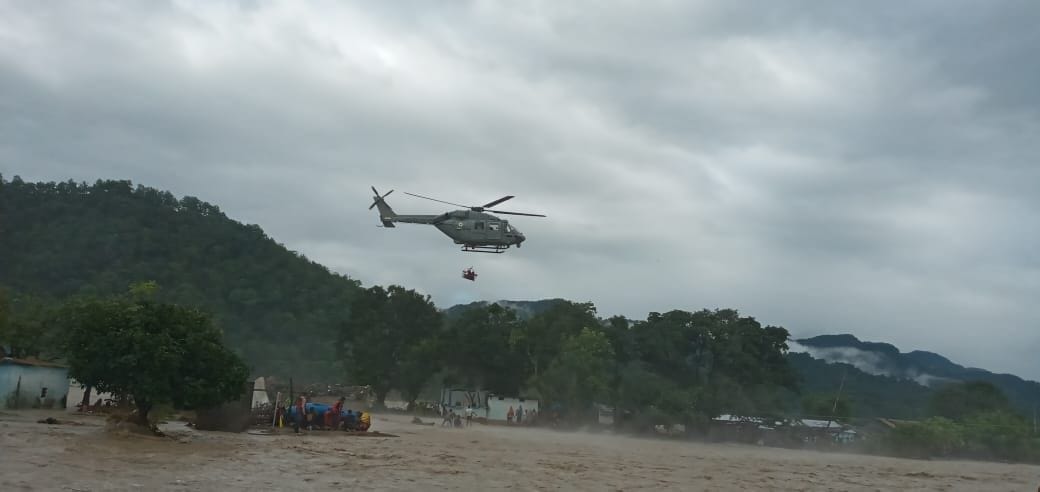 Army rescues villagers by helicopter