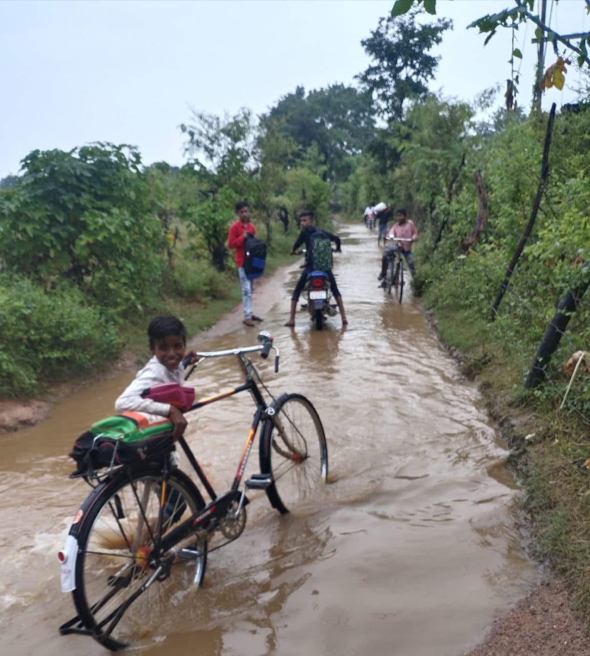 water gathering at dhangaul road