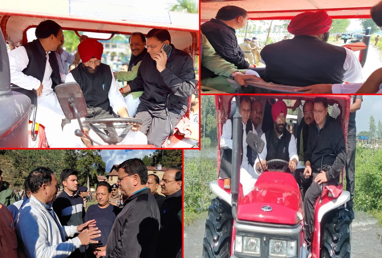 Uttarakhand Weather and Flood Update: Chief Minister pushkar singh dhami went disaster affected areas on a tractor, see photos