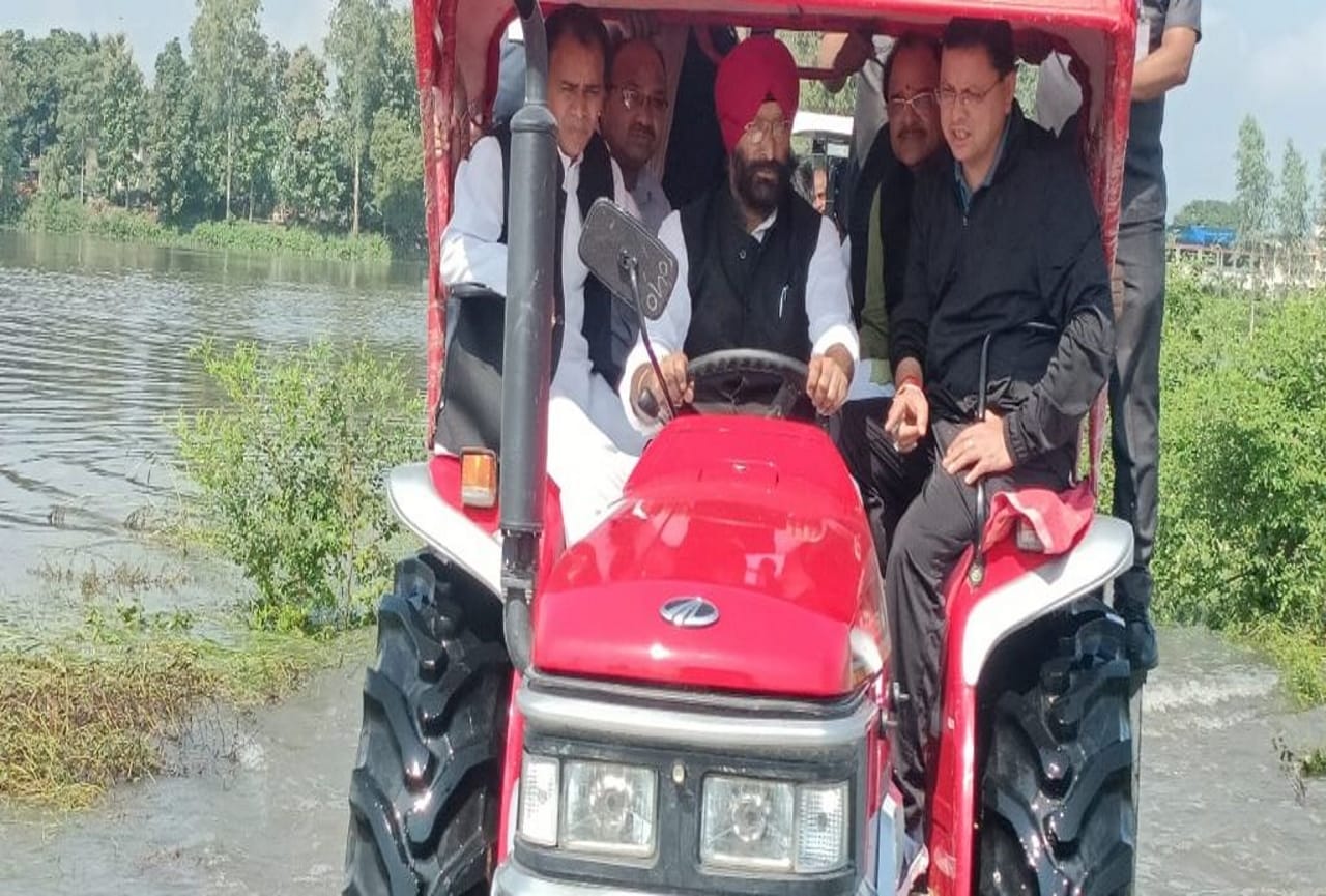 Uttarakhand Weather and Flood Update: Chief Minister pushkar singh dhami went disaster affected areas on a tractor, see photos