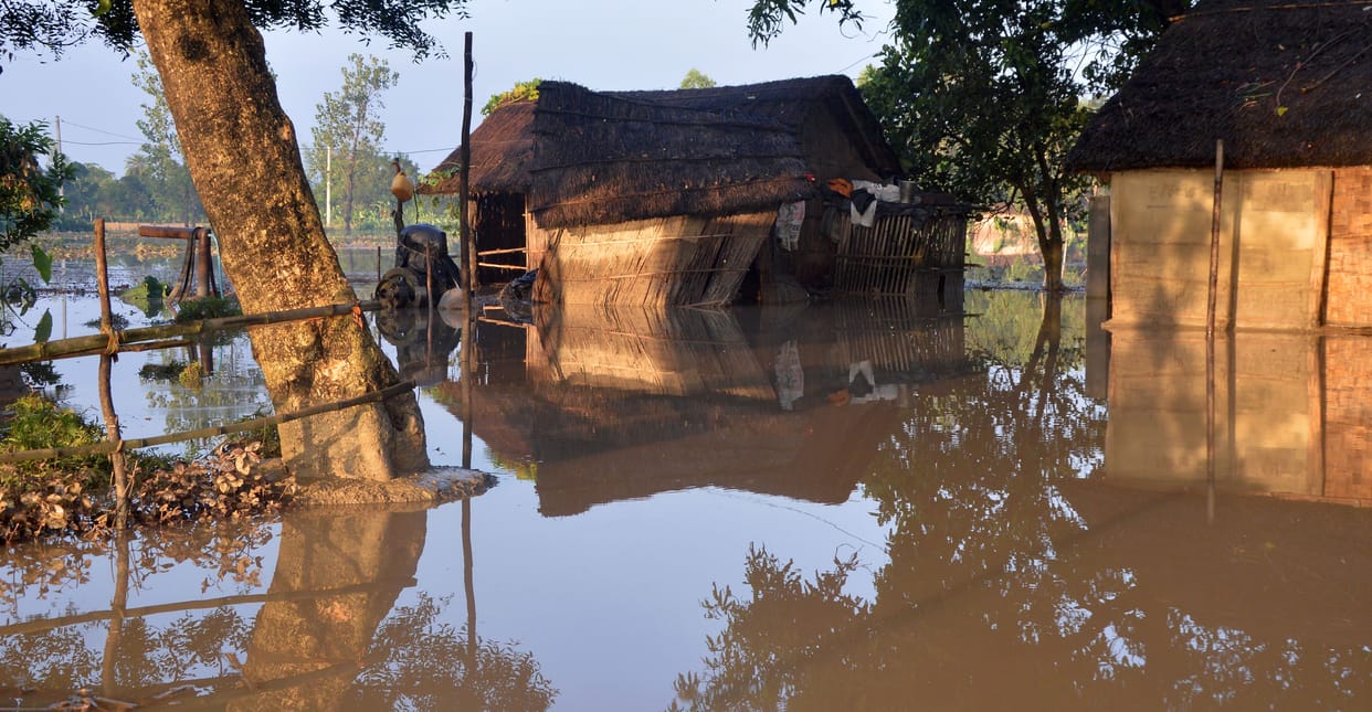 The loud sound of the flowing water of the river, the silence of the village at night, was causing destruction