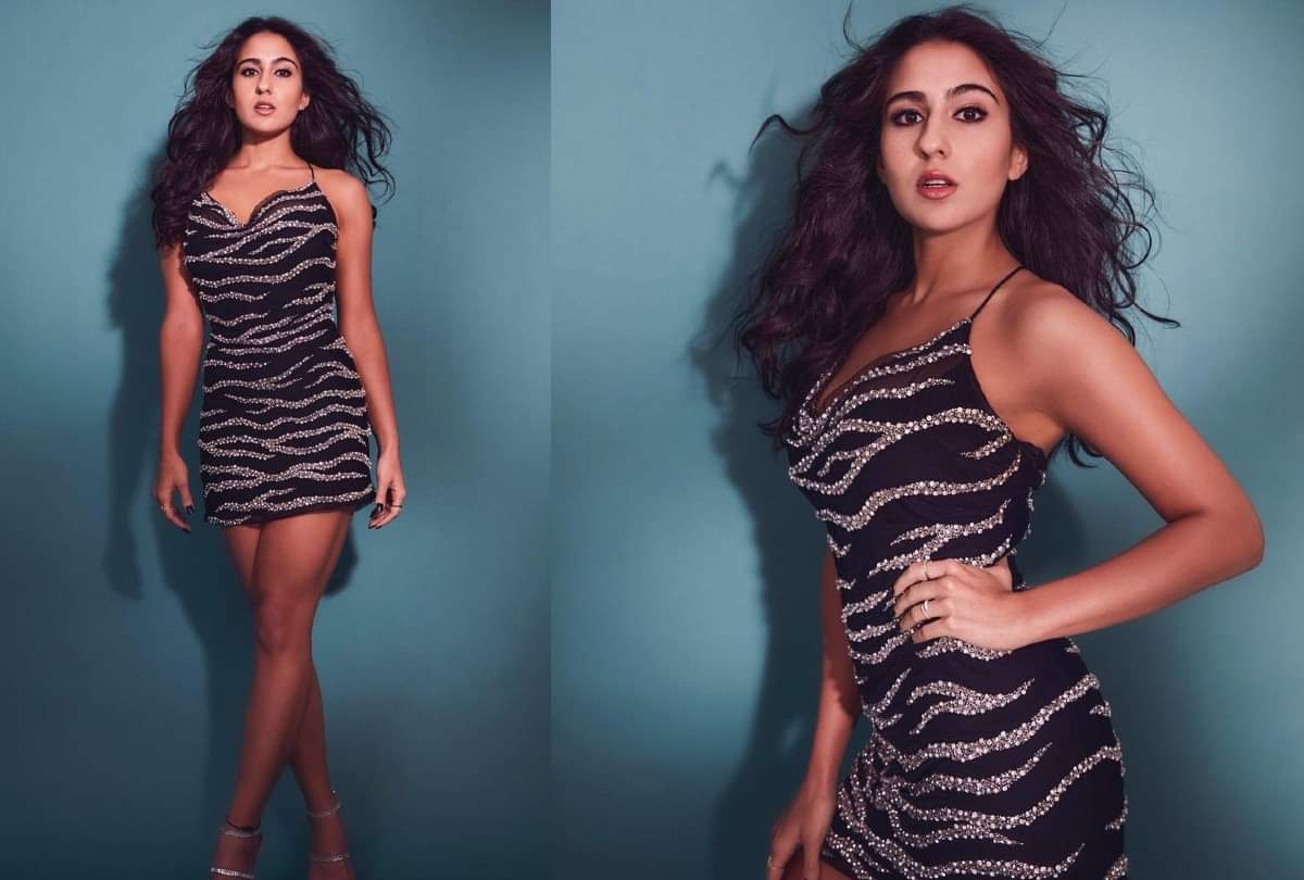 Sara Ali khan and janhvi kapoor shimmery mini dress Photos