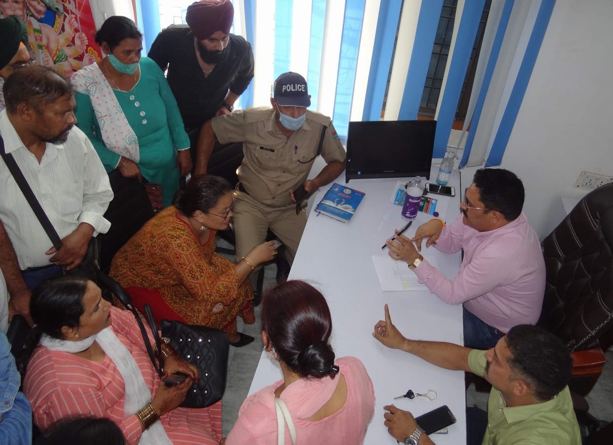 Customers locked in the society's office