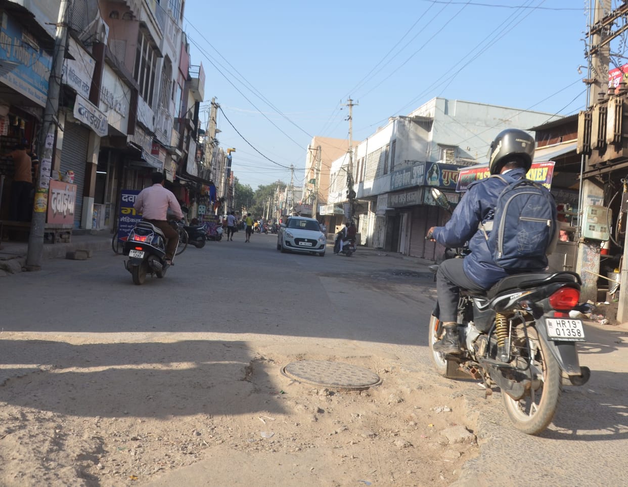 Road collapsed for the second time in six months due to manhole leakage