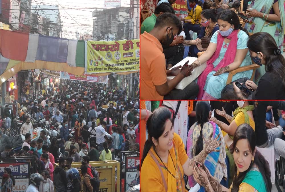 Karwa Chauth 2021: Heavy Crowd in Uttarakhand Market till late night photos