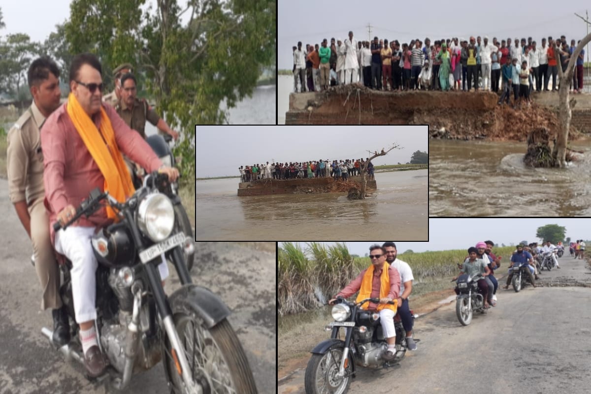 Hastinapur: Minister of State Dinesh Khatik visited the flood affected area with a bullet