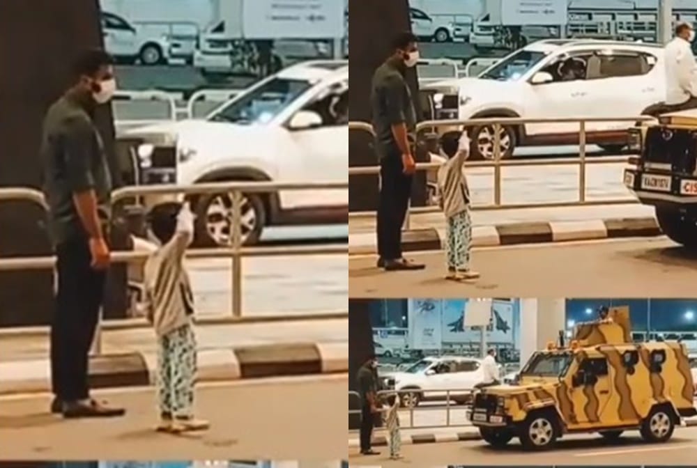 child saluted the army jawan at the BLR airport, VIDEO goes viral
