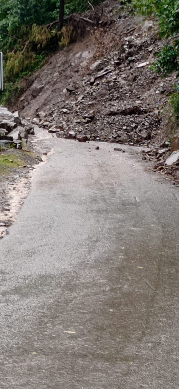 Land slide at various places after rain on NH from Chakki mod to Sanvara