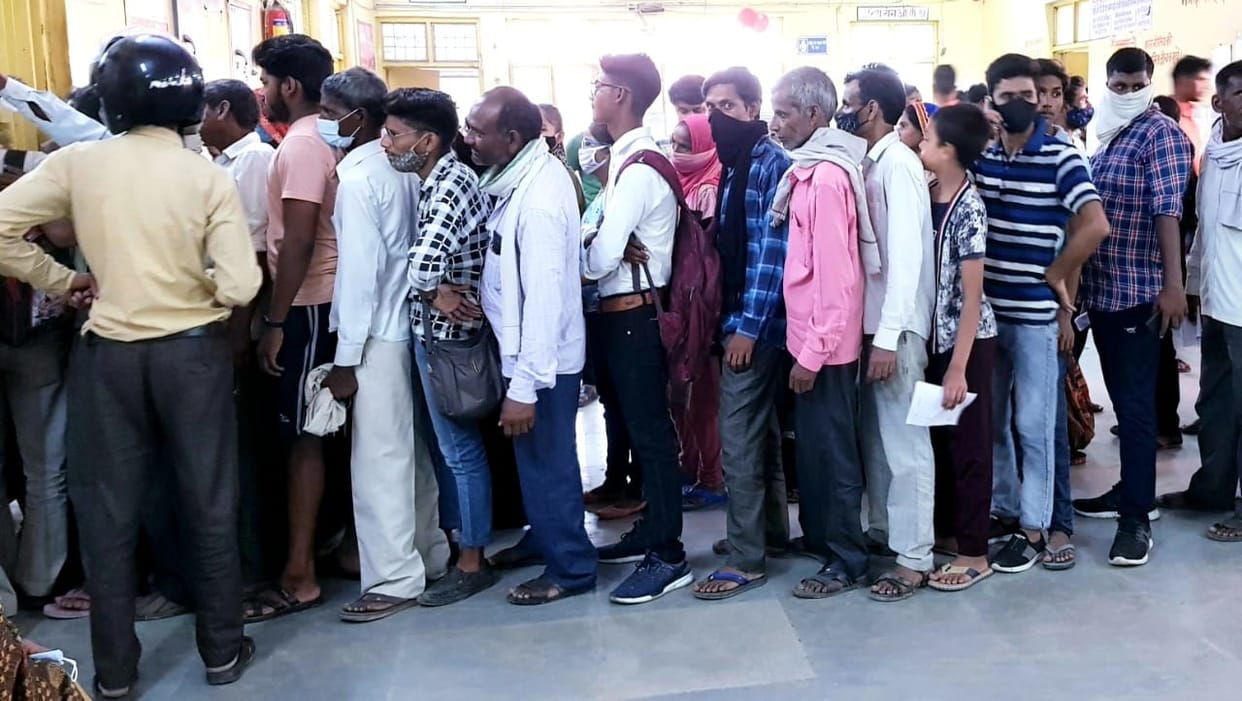 Crowd of patients gathered in OPD