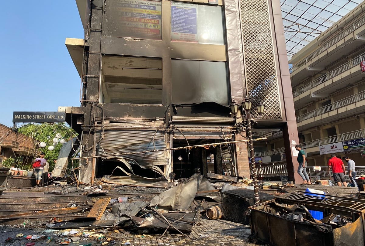 Greater Noida Cylinder burst after short circuit at Agarwal Sweets in Alpha two fire brigade doused the fire