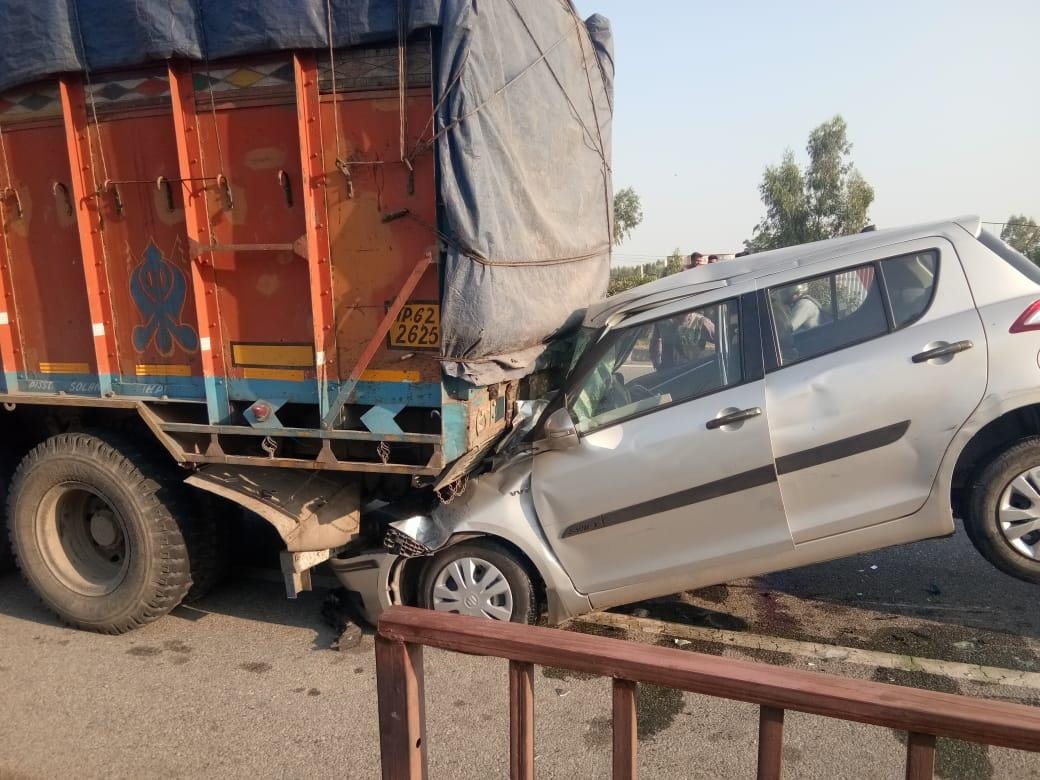 Car collides with truck, student dies, friend serious