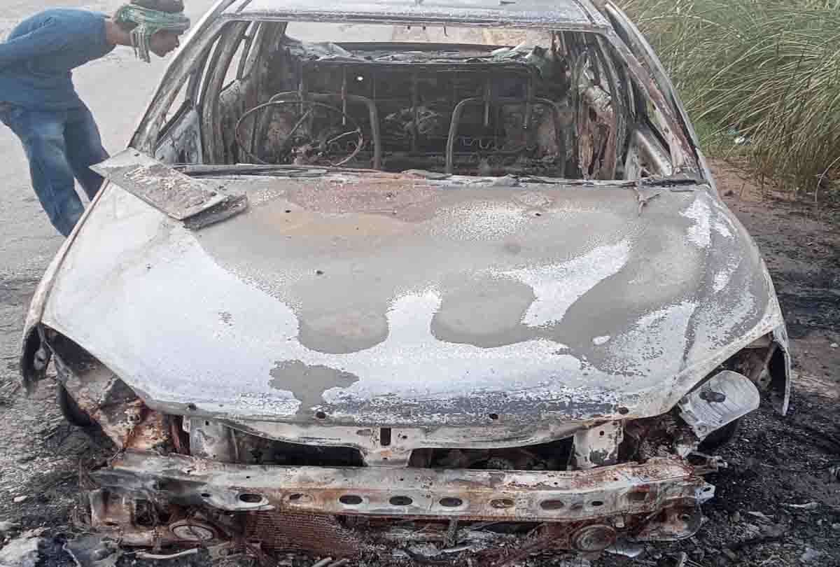 Fire caught in car in fatehpur up