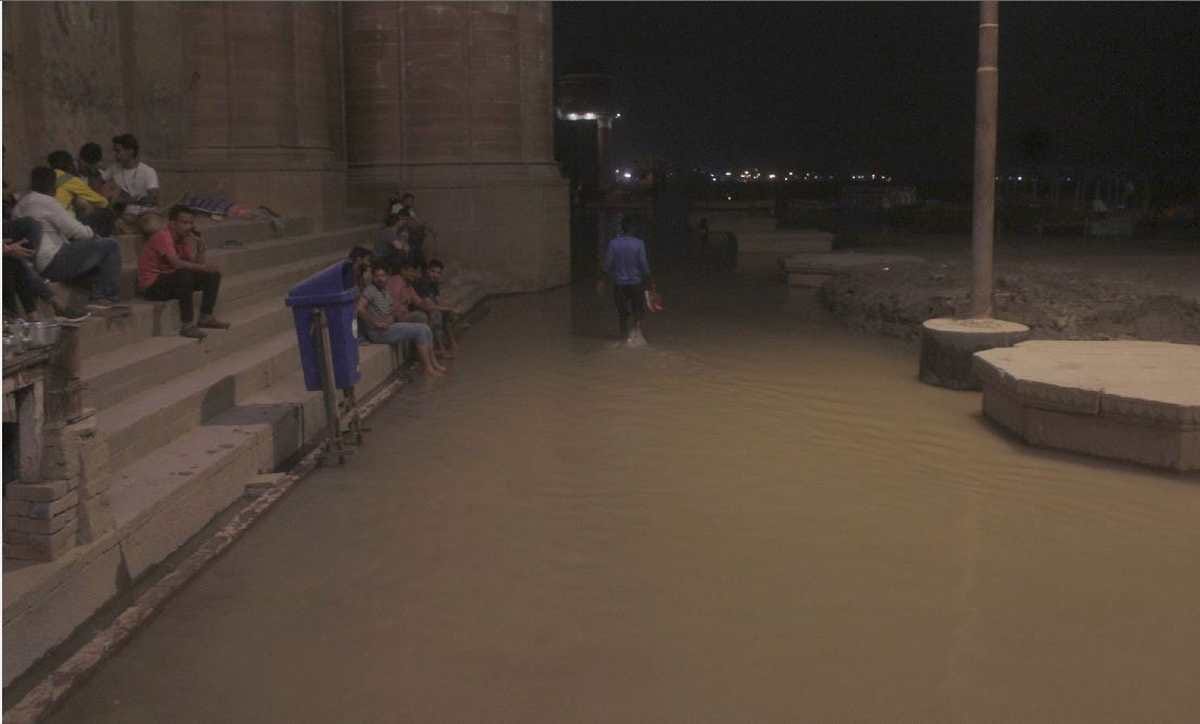 The water level of the Ganges just 90 cms away from the danger mark the Ghats submerged