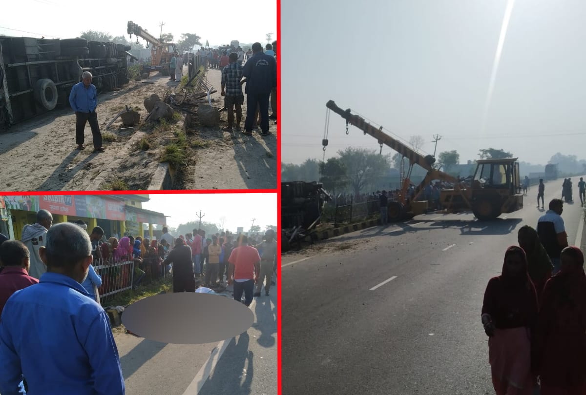 Road accident in UP kushinagar Three people killed in truck attack to jeep