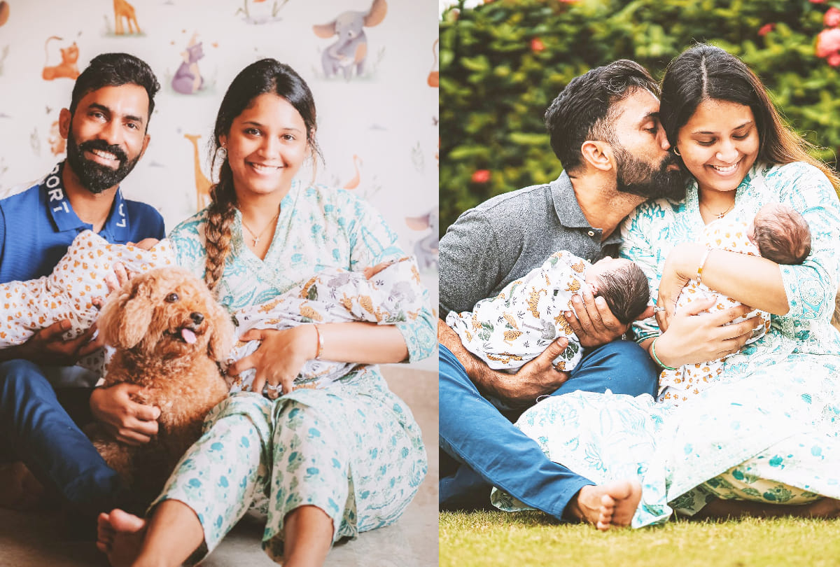 Cricketer Dinesh Karthik and wife Dipika Pallikal become parents to twin boys; shares photo on social media instagram twitter | Squash player dipika pallikal