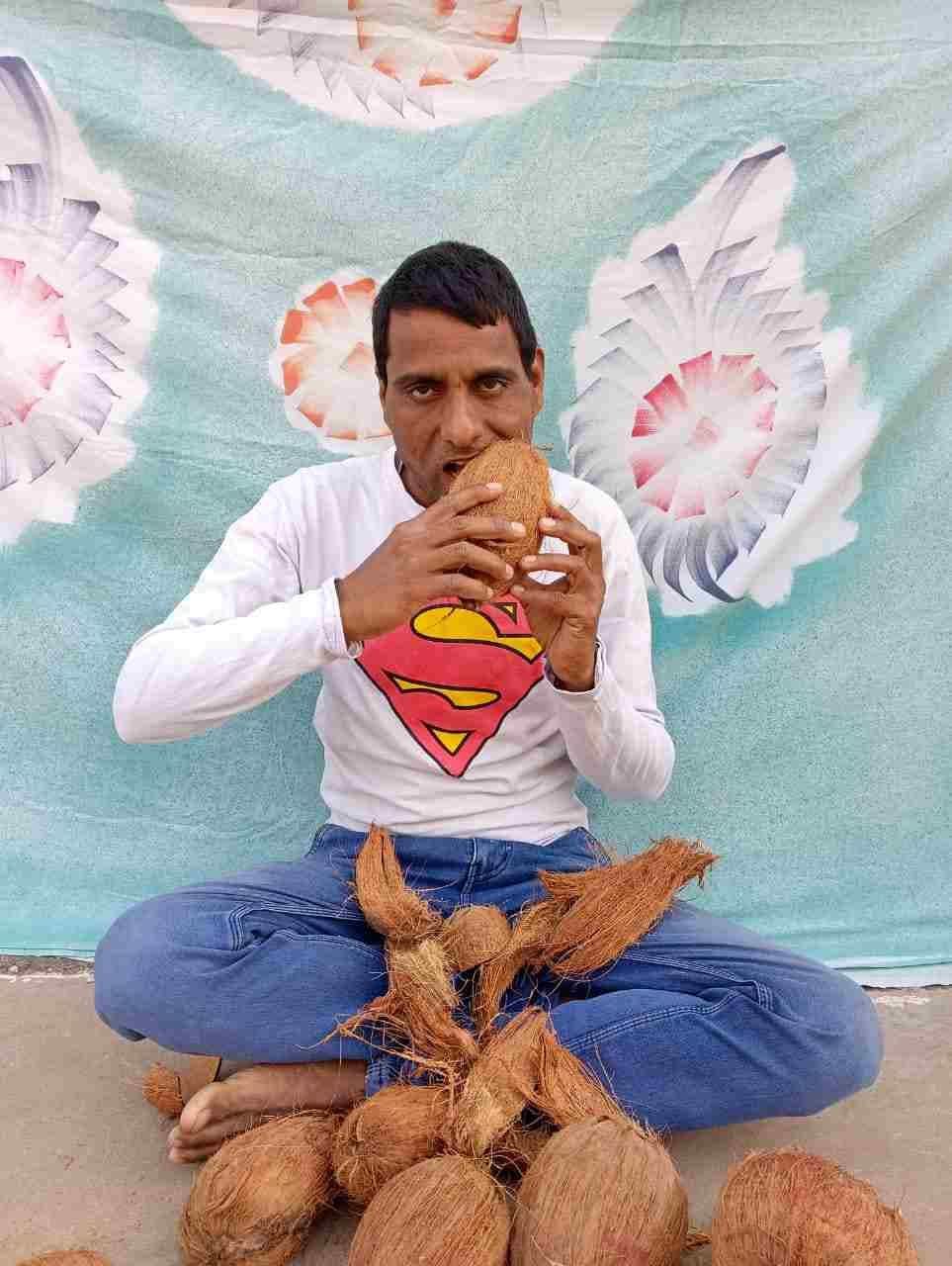 Name registered in India Book of Records for peeling six coconuts in one minute
