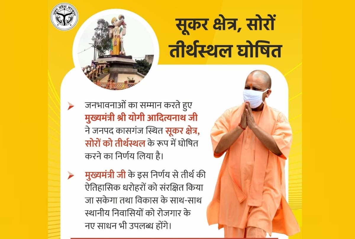 Sookar and Soron declared Holy pilgrimage of Uttar Pradesh.