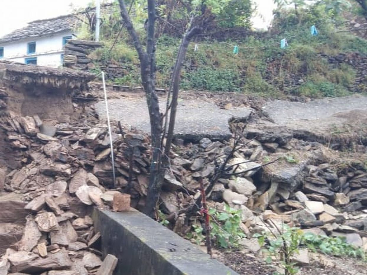 Damage to roads and fertile fields in Rikhar and Seem villages