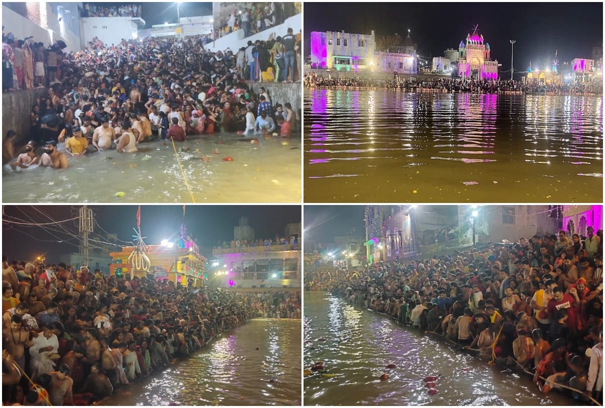 ahoi ashtami 2021 lakhs of devotees take holy bath in Radhakund in mathura